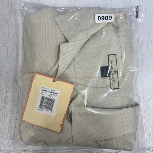 NWT Tommy Bahama Button Down Shirt Cream XXL Sunny Palms Camp Sand Dollar Silk - Picture 7 of 7